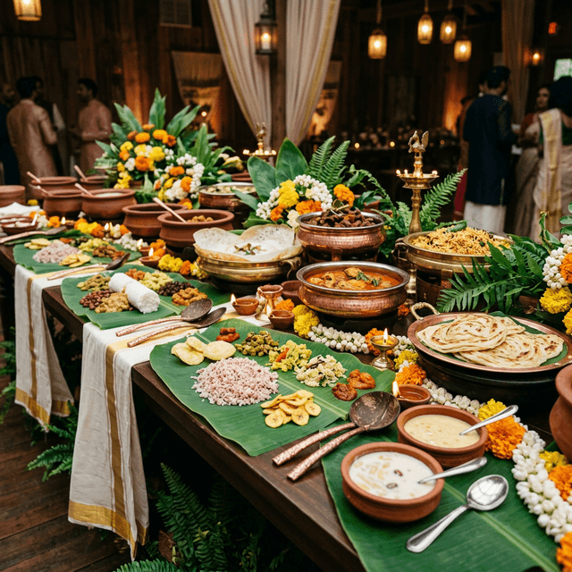 Kerala heritage lunch menu spread for corporate event Kochi